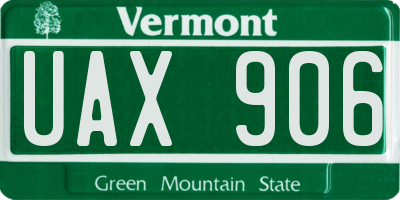 VT license plate UAX906