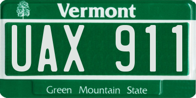 VT license plate UAX911