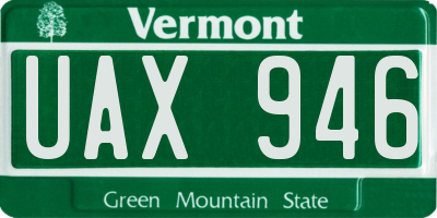 VT license plate UAX946
