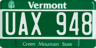 VT license plate UAX948
