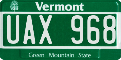 VT license plate UAX968