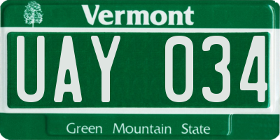 VT license plate UAY034
