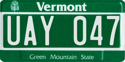 VT license plate UAY047