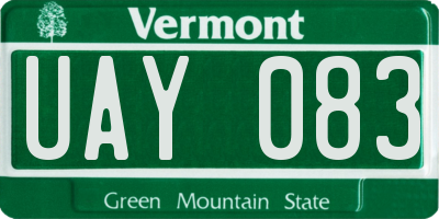 VT license plate UAY083