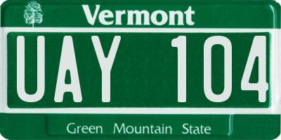VT license plate UAY104