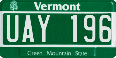VT license plate UAY196