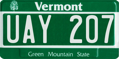 VT license plate UAY207