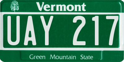 VT license plate UAY217
