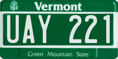 VT license plate UAY221