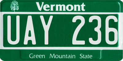 VT license plate UAY236