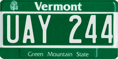 VT license plate UAY244