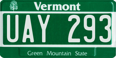 VT license plate UAY293