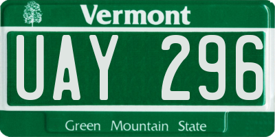 VT license plate UAY296