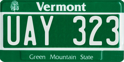 VT license plate UAY323