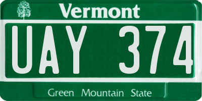 VT license plate UAY374