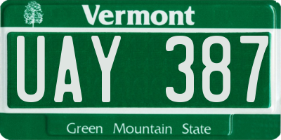 VT license plate UAY387