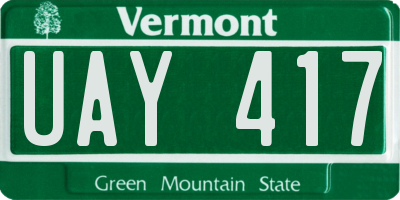 VT license plate UAY417
