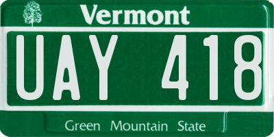 VT license plate UAY418