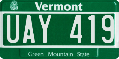 VT license plate UAY419