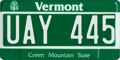 VT license plate UAY445