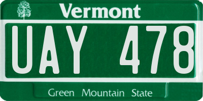 VT license plate UAY478