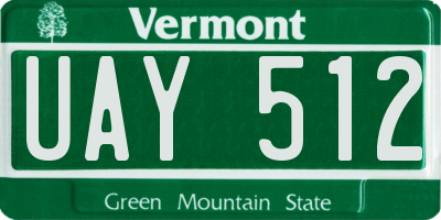 VT license plate UAY512