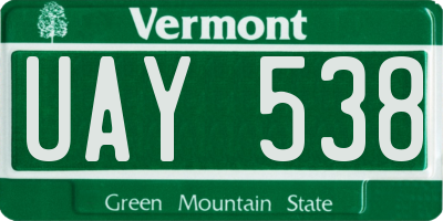 VT license plate UAY538