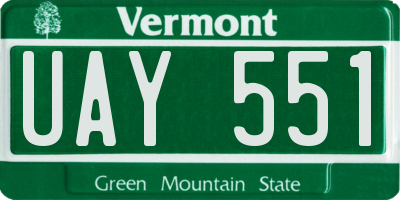 VT license plate UAY551