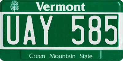 VT license plate UAY585