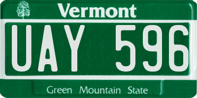VT license plate UAY596