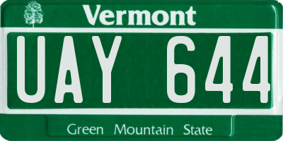 VT license plate UAY644