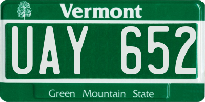 VT license plate UAY652