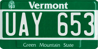 VT license plate UAY653
