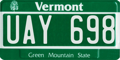 VT license plate UAY698