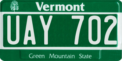 VT license plate UAY702