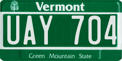 VT license plate UAY704