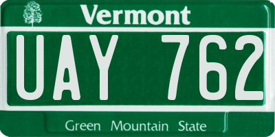 VT license plate UAY762