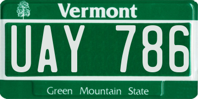 VT license plate UAY786