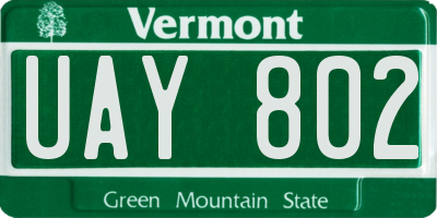 VT license plate UAY802
