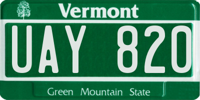 VT license plate UAY820