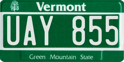 VT license plate UAY855