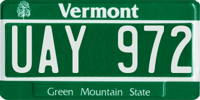 VT license plate UAY972