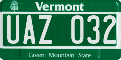 VT license plate UAZ032