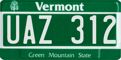 VT license plate UAZ312