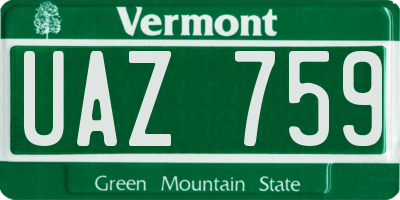 VT license plate UAZ759