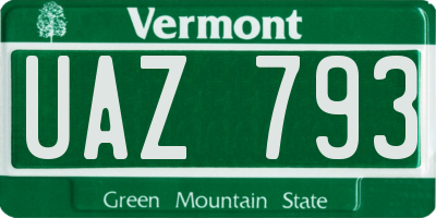 VT license plate UAZ793