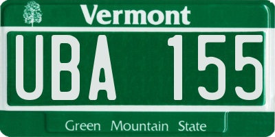 VT license plate UBA155