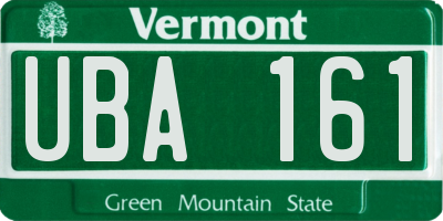VT license plate UBA161