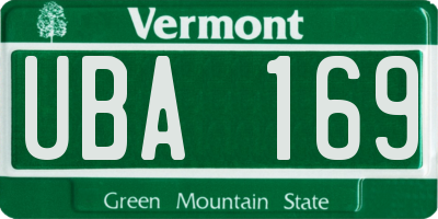 VT license plate UBA169