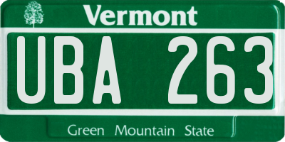 VT license plate UBA263